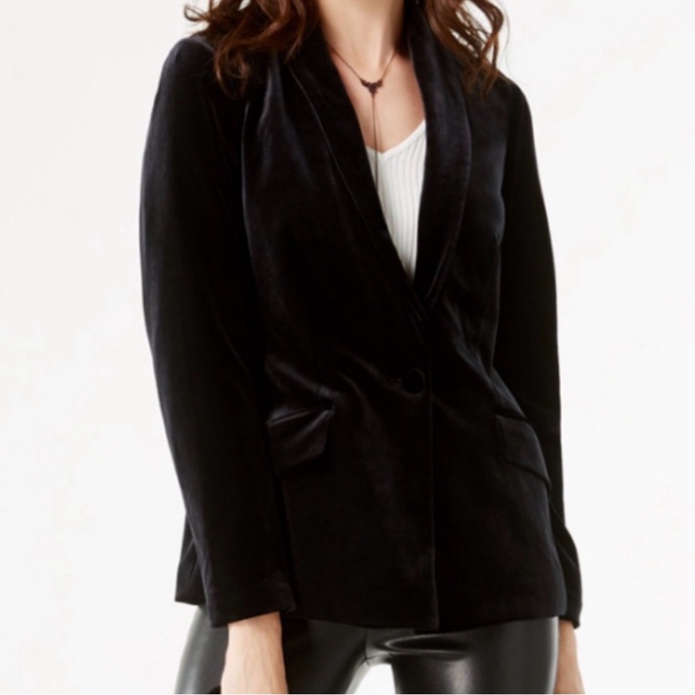 INC International Concepts Black Velvet Blazer Sz L